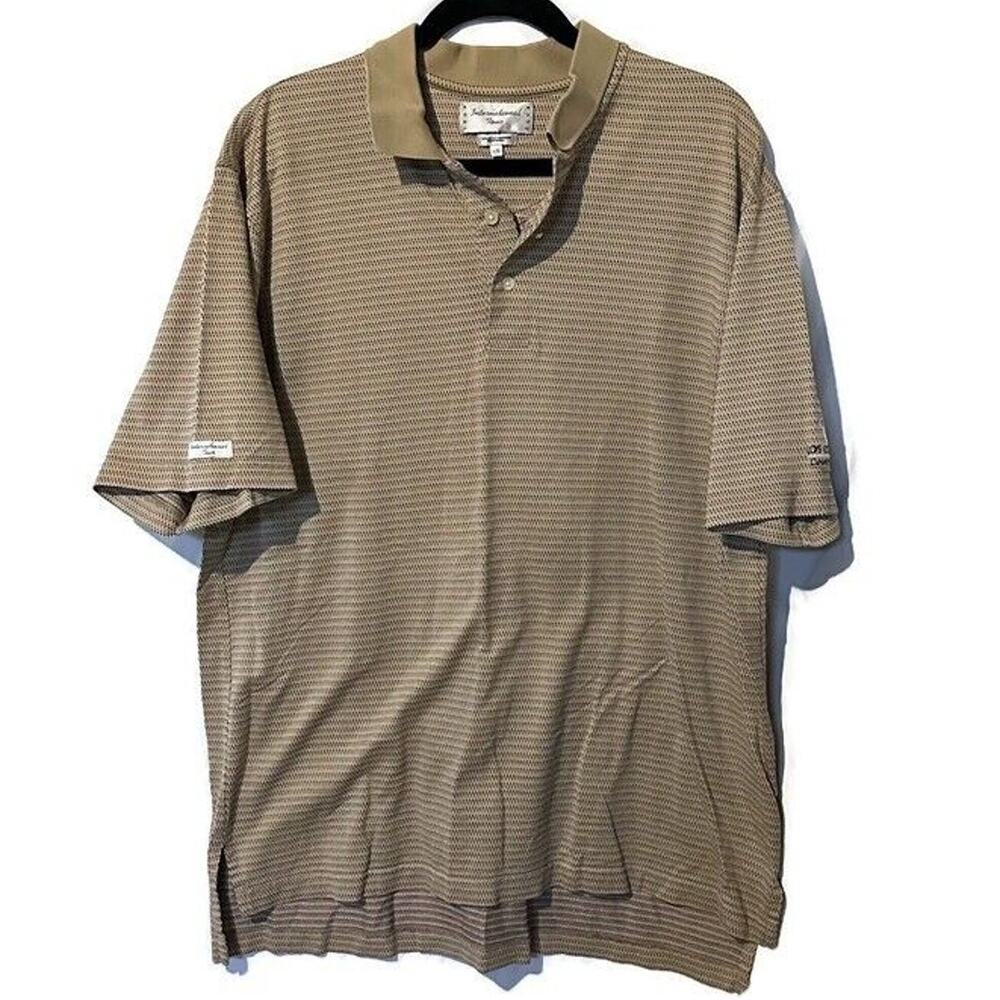 Izod International Tour Men's Tan and Brown Short Sleeve Golf Polo Size Large